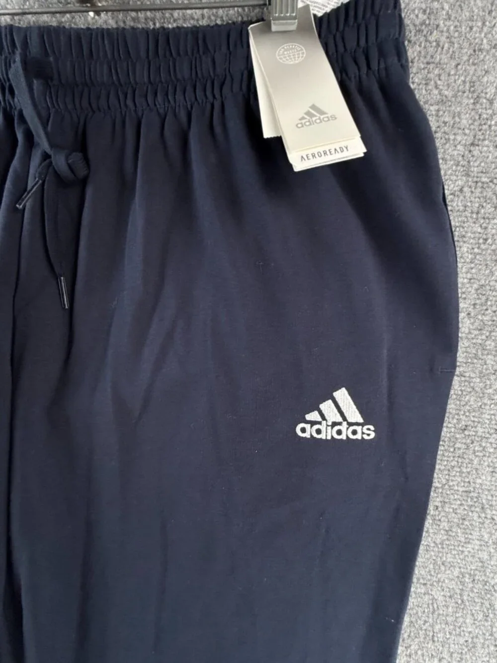 NWT Adidas Track Pants Sweatpants Blue 2XL Elastic Waist Drawstring Tapered Reg